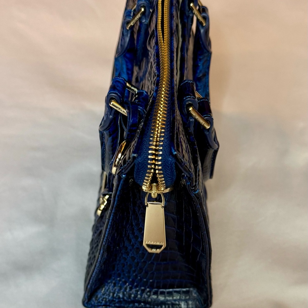 Brahmin Blue Croc-Embossed Satchel - Picture 2 of 10